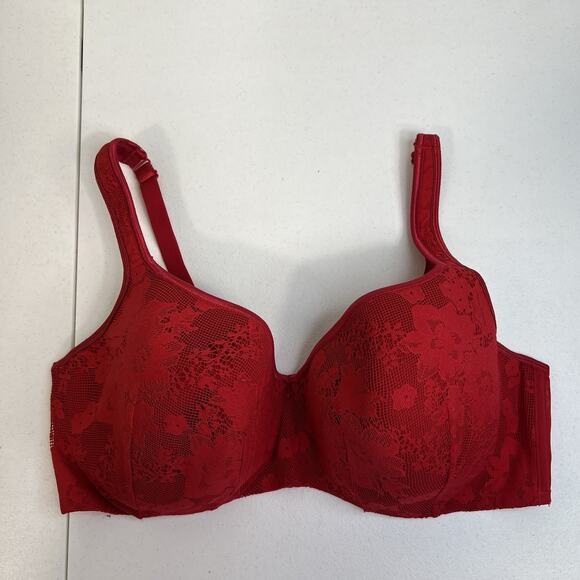 Cacique Size 40DDD Balconette Bra Lightly Lined Full Coverage Underwire Red - Picture 2 of 14